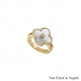 Van Cleef & Arpels?Yellow Gold Diamond Alhambra Ring